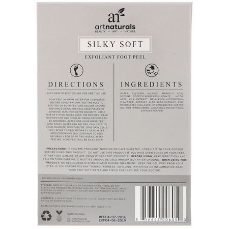 Fotvård, Bad: Artnaturals, Silky Soft Exfoliant Foot Peel, 2 Pair, 2.4 fl oz (70 ml)