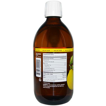 Omega-3 Fiskolja, Omegas Epa Dha, Fiskolja, Kosttillskott: Ascenta, NutraSea, Omega-3, Zesty Lemon Flavor, 16.9 fl oz (500 ml)