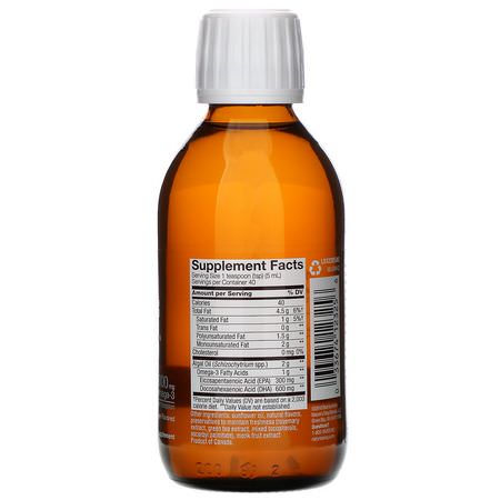 Alger Omega-3, Omegas Epa Dha, Fiskolja, Kosttillskott: Ascenta, NutraVege, Omega-3 Plant, Extra Strength, Cranberry Orange Flavored, 1000 mg, 6.8 fl oz (200 ml)