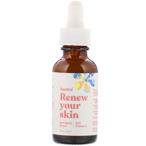 Asutra, Renew Your Skin, Anti-Aging Serum, 20% Vitamin C, 1 fl oz (30 ml) Review