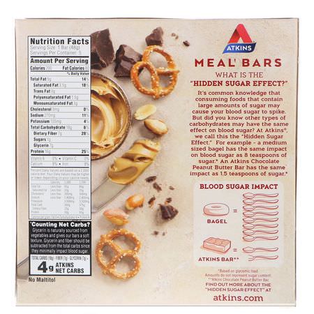 Viktminskningsbarer, Kost, Brownies, Kakor: Atkins, Chocolate Peanut Butter Pretzel Bar, 5 Bars, 1.69 oz (48 g) Each