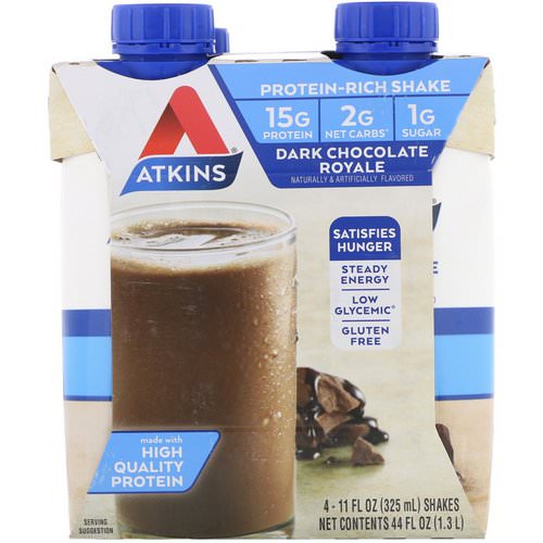 Atkins, Dark Chocolate Royale Shake, 4 Shakes, 11 fl oz (325 ml) Each Review