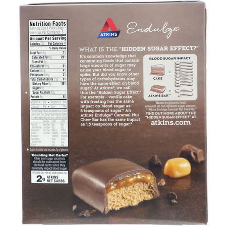 Snackstänger, Näringsstänger: Atkins, Endulge, Chocolate Caramel Mousse Bar, 5 Bars, 1.2 oz (34 g) Per Bar