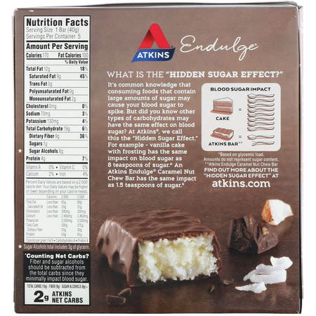 Näringsstänger: Atkins, Endulge, Chocolate Coconut Bar, 5 Bars, 1.41 oz (40 g) Each