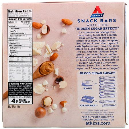 Snack Bars: Atkins, Snacks, White Chocolate Macadamia Nut Bar, 5 Bars, 1.41 oz (40 g) Each