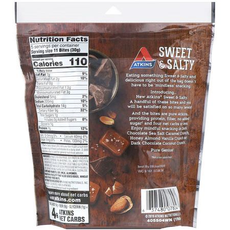 Snack Mixes, Snacks: Atkins, Sweet & Salty Snacks, Dark Chocolate Sea Salt Caramel Crunch Bites, 5.29 oz (150 g)