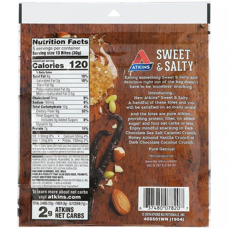 Snack Mixes, Snacks: Atkins, Sweet & Salty Snacks, Honey Almond Vanilla Crunch Bites, 5.29 oz (150 g)
