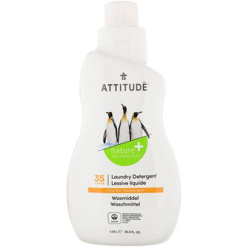 ATTITUDE, Laundry Detergent, 35 Loads, Citrus Zest, 35.5 fl oz (1.05 l) Review