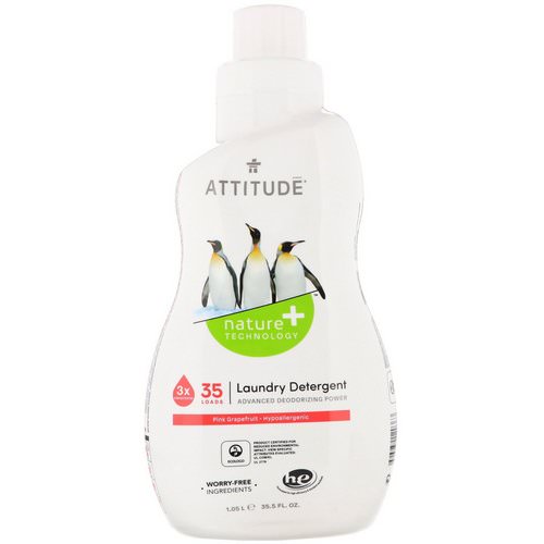 ATTITUDE, Laundry Detergent, Pink Grapefruit, 35 Loads, 35.5 fl oz (1.05 l) Review