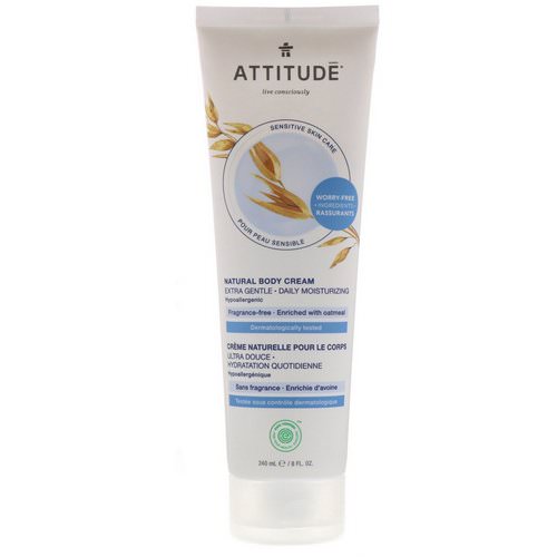 ATTITUDE, Natural Body Cream, Extra Gentle, Fragrance-Free, 8 fl oz (240 ml) Review