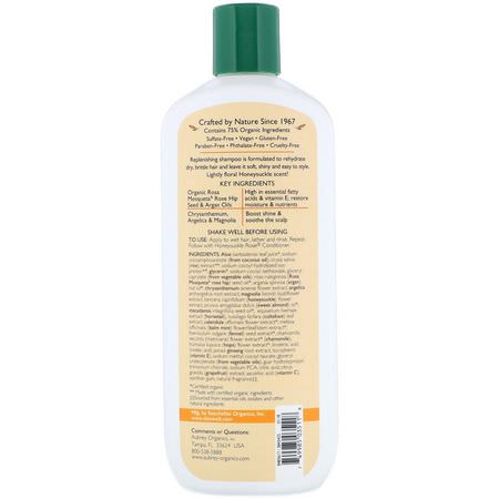 Schampo, Hårvård, Bad: Aubrey Organics, Honeysuckle Rose Shampoo, Moisture Intensive, Dry, 11 fl oz (325 ml)