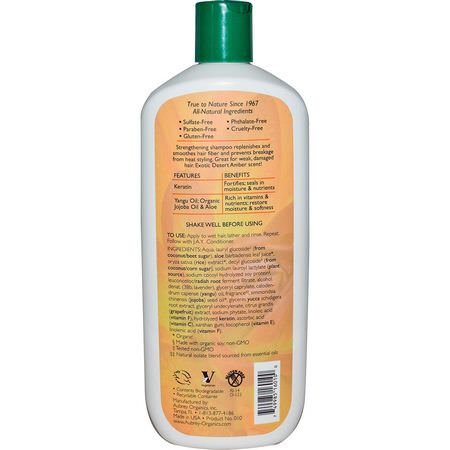 Schampo, Hårvård, Bad: Aubrey Organics, J.A.Y. Shampoo, Keratin Fix, Dry/Replenish, 16 fl oz (473 ml)