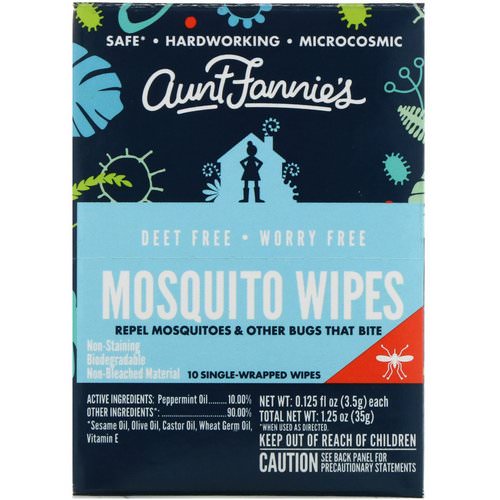 Aunt Fannie's, Mosquito Wipes, 10 Single Wrapped Wipes, 0.125 fl oz (3.5 g) Each Review