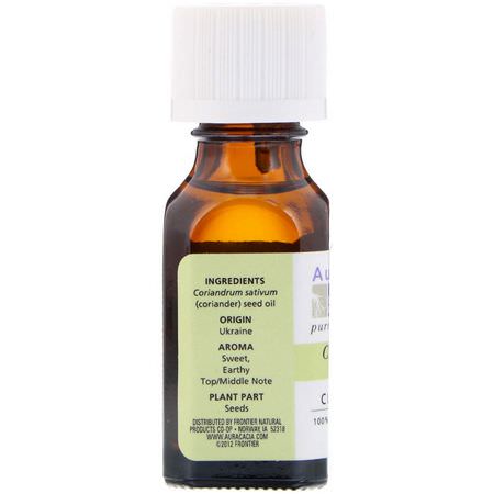 Eteriska Oljor, Aromaterapi, Bad: Aura Cacia, 100% Pure Essential Oil, Coriander Seed, Clarifying, .5 oz (15 ml)
