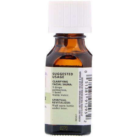 Eteriska Oljor, Aromaterapi, Bad: Aura Cacia, 100% Pure Essential Oil, Palmarosa, .5 fl oz (15 ml)