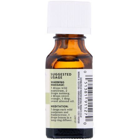 Marjoramolja, Balans, Eteriska Oljor, Aromaterapi: Aura Cacia, 100% Pure Essential Oil, Wild Marjoram, .5 fl oz (15 ml)