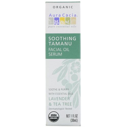 Aura Cacia, Organic Soothing Tamanu Facial Oil Serum, Lavender & Tea Tree, 1 fl oz (30 ml) Review
