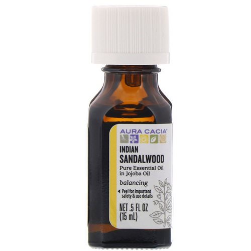Aura Cacia, Pure Essential Oil In Jojoba Oil, Indian Sandalwood, .5 fl oz (15 ml) Review