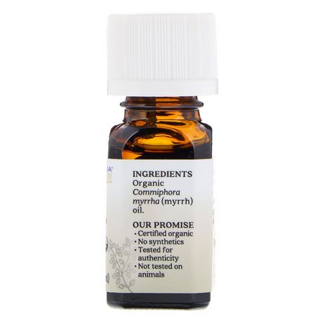 Myrrolja, Balans, Eteriska Oljor, Aromaterapi: Aura Cacia, Pure Essential Oil, Organic Myrrh, .25 fl oz (7.4 ml)