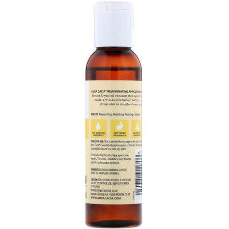 Bäroljor, Eteriska Oljor, Aromaterapi, Aprikos: Aura Cacia, Skin Care Oil, Rejuvenating Apricot Kernel, 4 fl oz (118 ml)
