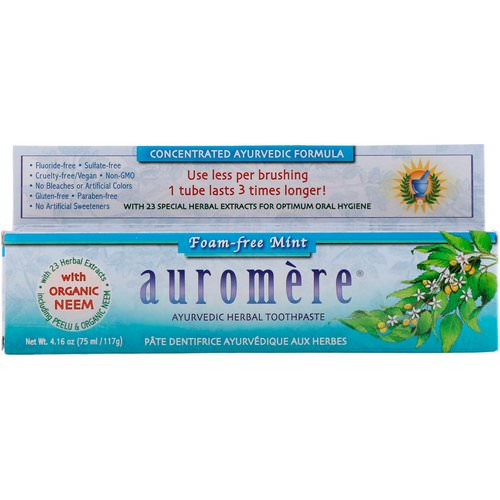 Auromere, Ayurvedic Herbal Toothpaste, Foam-Free, Mint, 4.16 oz (117 g) Review