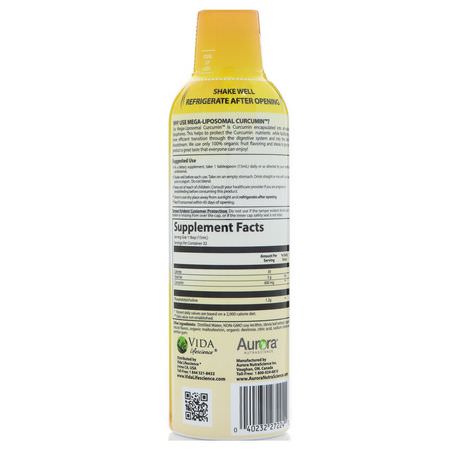 Curcumin, Gurkmeja, Antioxidanter, Kosttillskott: Aurora Nutrascience, Mega-Liposomal Curcumin+, Organic Fruit Flavor, 600 mg, 16 fl oz (480 ml)