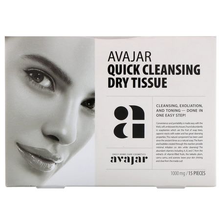 Rengöringsmedel, Ansikts Tvätt, K-Beauty Cleanse, Skrubba: Avajar, Quick Cleansing Dry Tissue, 15 Tissues