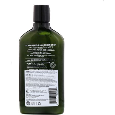 Balsam, Hårvård, Bad: Avalon Organics, Conditioner, Strengthening Peppermint, 11 fl oz (312 ml)