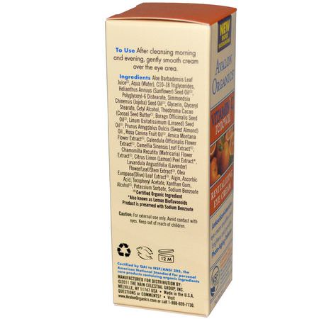 C-Vitamin, Ögoncremer, Ansiktsfuktare: Avalon Organics, Vitamin C Renewal, Revitalizing Eye Cream, 1 oz (28 g)