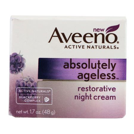 Nattfuktare, Krämer, Ansiktsfuktare, Skönhet: Aveeno, Absolutely Ageless, Restorative Night Cream, 1.7 oz (48 g)
