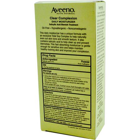 Fläck, Akne, Serum, Behandlingar: Aveeno, Active Naturals, Clear Complexion, Daily Moisturizer, 4 fl oz (120 ml)