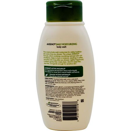 Duschgel, Kroppstvätt, Dusch, Bad: Aveeno, Active Naturals, Daily Moisturizing Body Wash, 12 fl oz (354 ml)