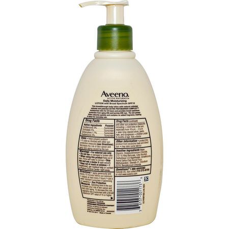 Lotion, Bad: Aveeno, Active Naturals, Daily Moisturizing Lotion with Sunscreen, SPF 15, 12 fl oz (354 ml)