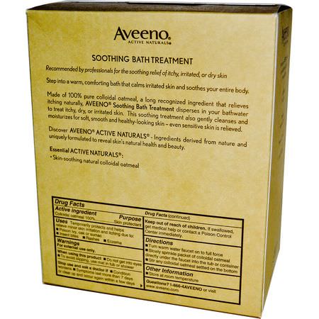 Eksem, Hudbehandling, Oljor, Badsalt: Aveeno, Active Naturals, Soothing Bath Treatment, Fragrance Free, 8 Single Use Bath Packets ,1.5 oz (42 g) Each.