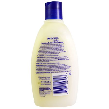 Shower Gel, Baby Body Wash, Hår, Hud: Aveeno, Baby, Soothing Relief Creamy Wash, Fragrance Free, 12 fl oz (354 ml)