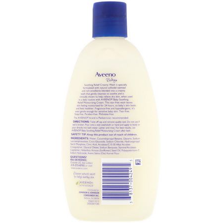 Shower Gel, Baby Body Wash, Hår, Hud: Aveeno, Baby, Soothing Relief Creamy Wash, Fragrance Free, 8 fl oz (236 ml)