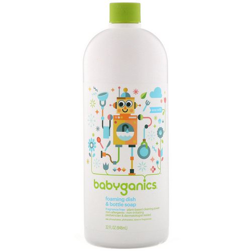 BabyGanics, Foaming Dish & Bottle Soap, Eco Refill, Fragrance Free, 32 fl oz (946 ml) Review