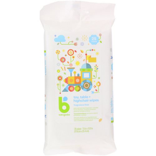 BabyGanics, Toy, Table + Highchair Wipes, Fragrance Free, 25 Wipes Review