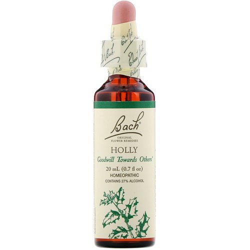 Bach, Original Flower Remedies, Holly, 0.7 fl oz (20 ml) Review