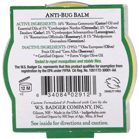 Insektsmedel, Bug, Bad: Badger Company, Anti-Bug Balm, Citronella & Rosemary, .75 oz (21 g)