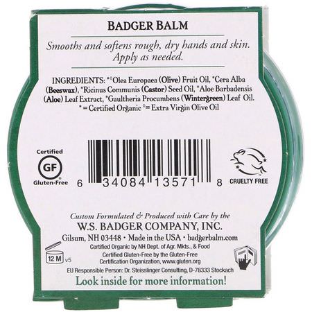 Handvård, Bad: Badger Company, Badger Balm For Hardworking Hands, 2 oz (56 g)