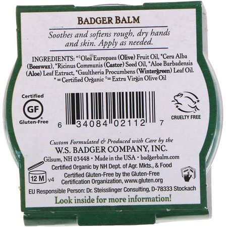 Kliande Hud, Torr, Hudbehandling, Handvård: Badger Company, Badger Balm, For Hardworking Hands, .75 oz (21 g)