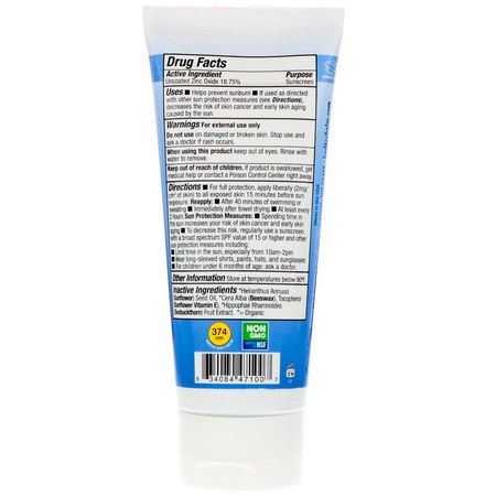Solskydd För Kropp, Bad: Badger Company, Natural Mineral Sunscreen Cream, Clear Zinc, SPF 30, Unscented, 2.9 fl oz (87 ml)