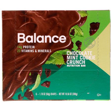 Näringsstänger: Balance Bar, Nutrition Bar, Chocolate Mint Cookie Crunch, 6 Bars, 1.76 oz (50 g) Each