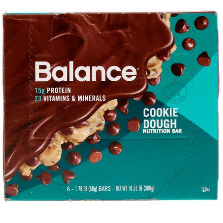 Näringsstänger: Balance Bar, Nutrition Bar, Cookie Dough, 6 Bars, 1.76 oz (50 g) Each