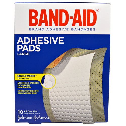Band Aid, Adhesive Bandages, Adhesive Pads, Large, 10 Pads Review
