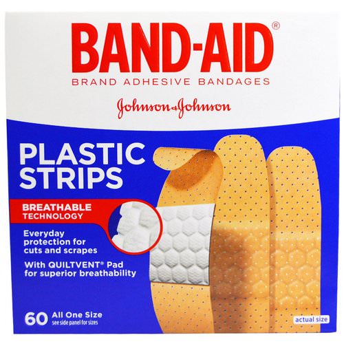 Band Aid, Adhesive Bandages, Plastic Strips, 60 Bandages Review
