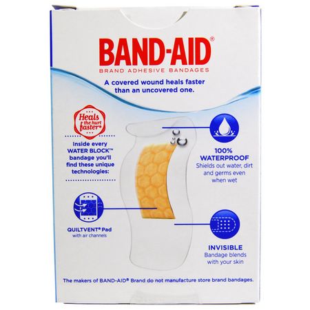 Bandage, Bandhjälpmedel, Första Hjälpen, Medicinska Skåpet: Band Aid, Adhesive Bandages, Water Block, Clear, 30 Assorted Sizes