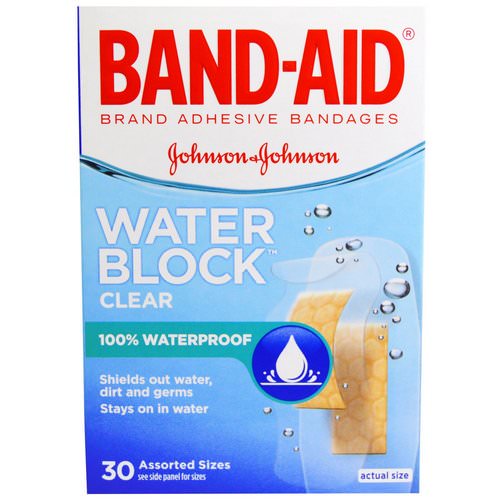 Band Aid, Adhesive Bandages, Water Block, Clear, 30 Assorted Sizes Review