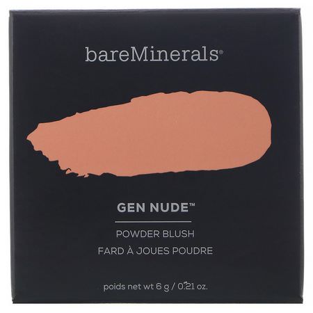 Blush, Face, Makeup: Bare Minerals, Gen Nude Powder Blush, That Peach Tho, 0.21 oz (6 g)